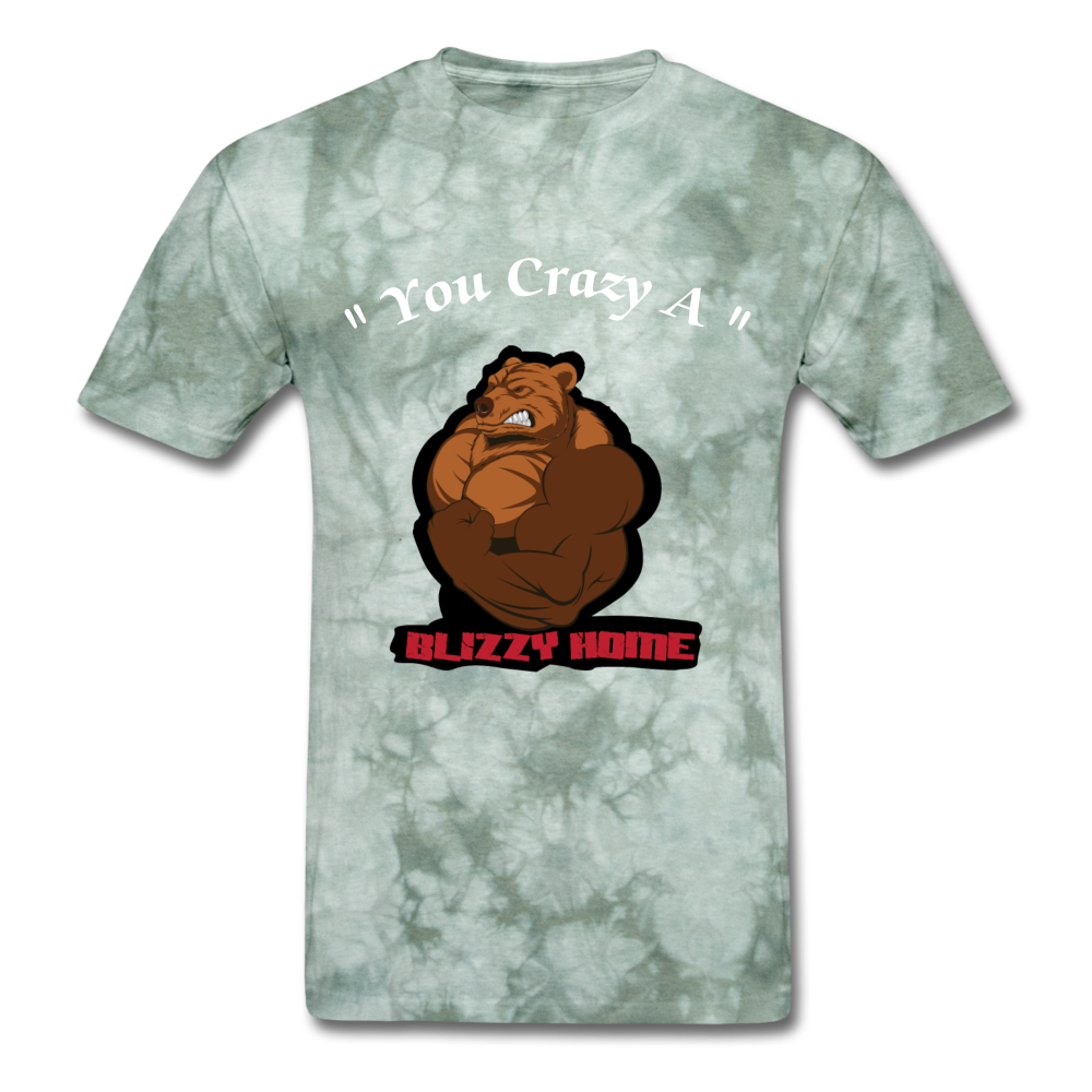 Crazy A Tee - military green tie dye
