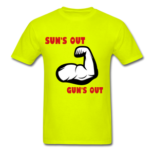 Gun's Out Tee. - safety green