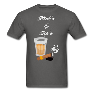 Sticks & Sip's Tee - charcoal