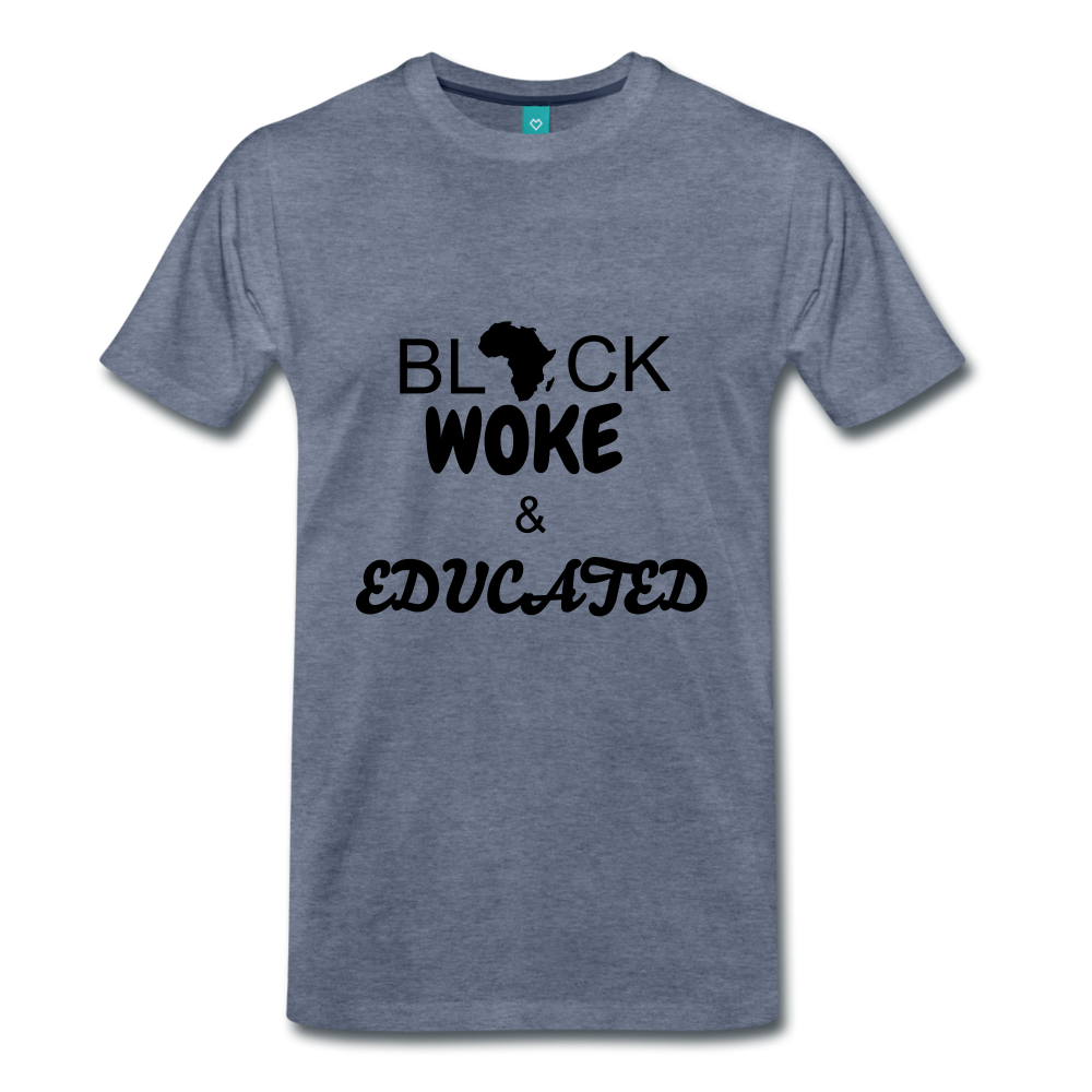 BLACK, WOKE, & EDUCATED - heather blue
