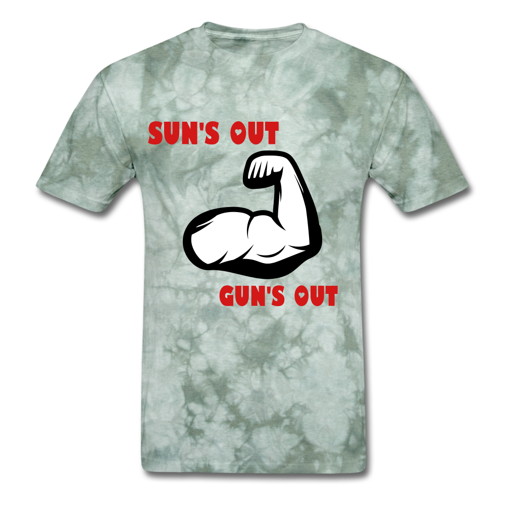 Gun's Out Tee. - military green tie dye