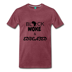 BLACK, WOKE, & EDUCATED - heather burgundy