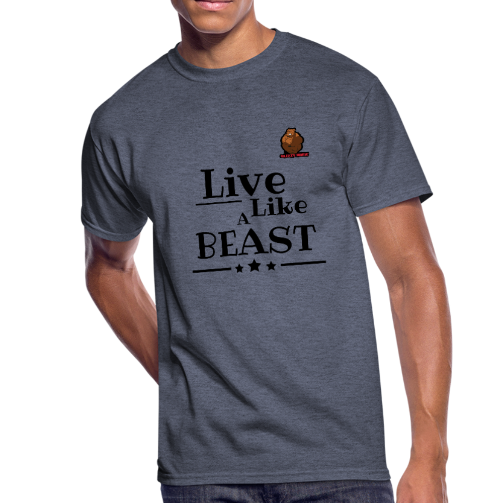 Live like a Beast Tee. - navy heather