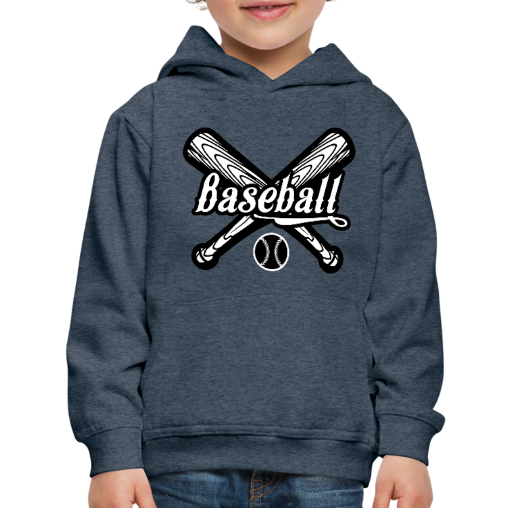 Kid's Baseball Hoodie - heather denim
