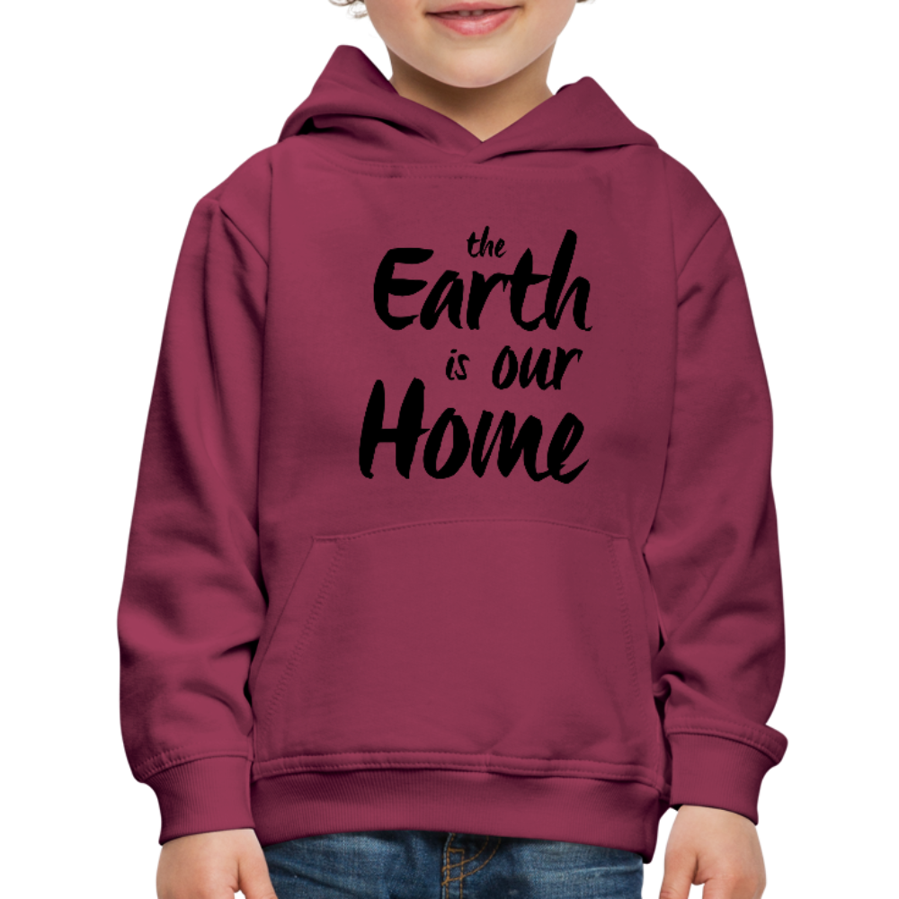 Kid's Earth Is Our Home Hoodie - burgundy