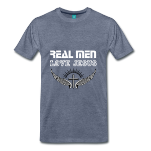 Real Men Love Jesus - heather blue
