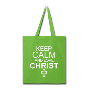 Love Christ Tote Bag - lime green