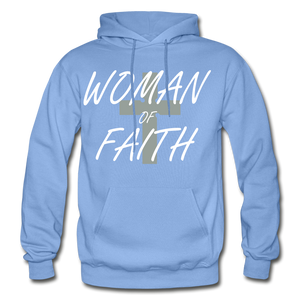 Woman Of Faith Hoodie - carolina blue