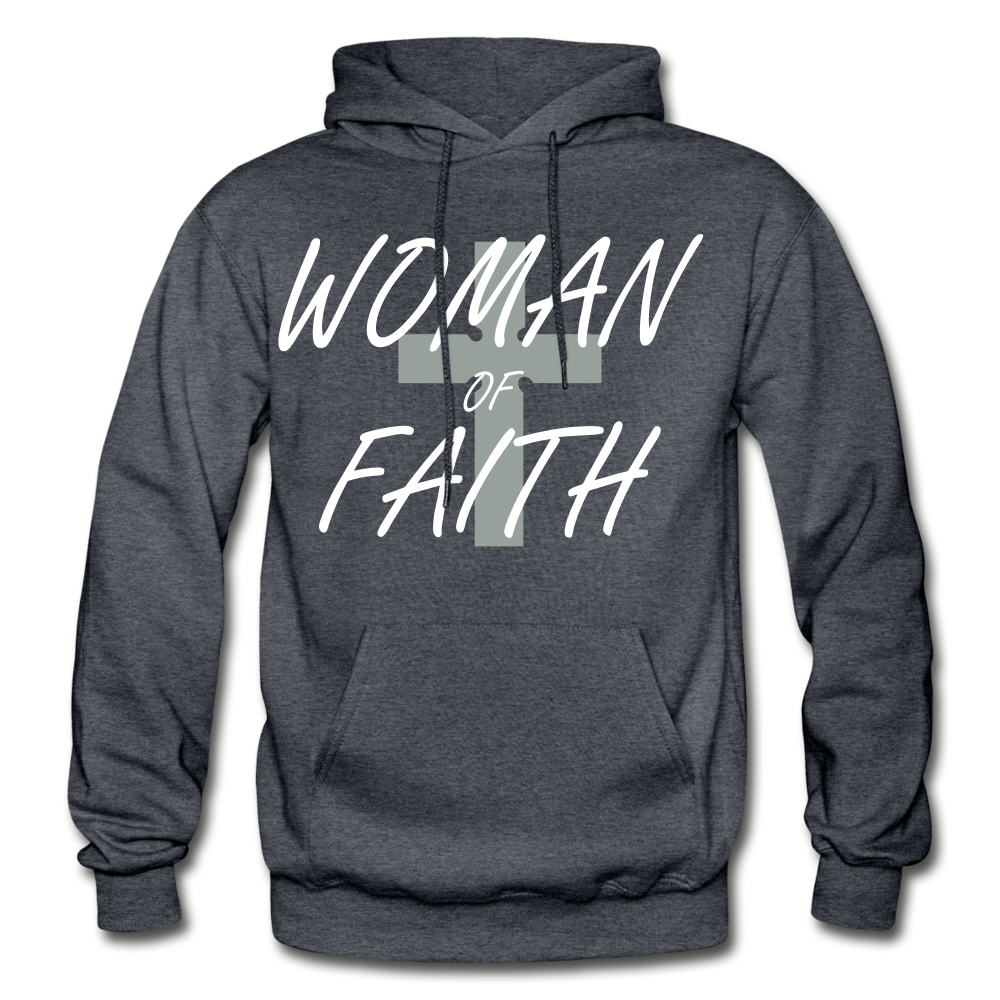 Woman Of Faith Hoodie - charcoal gray