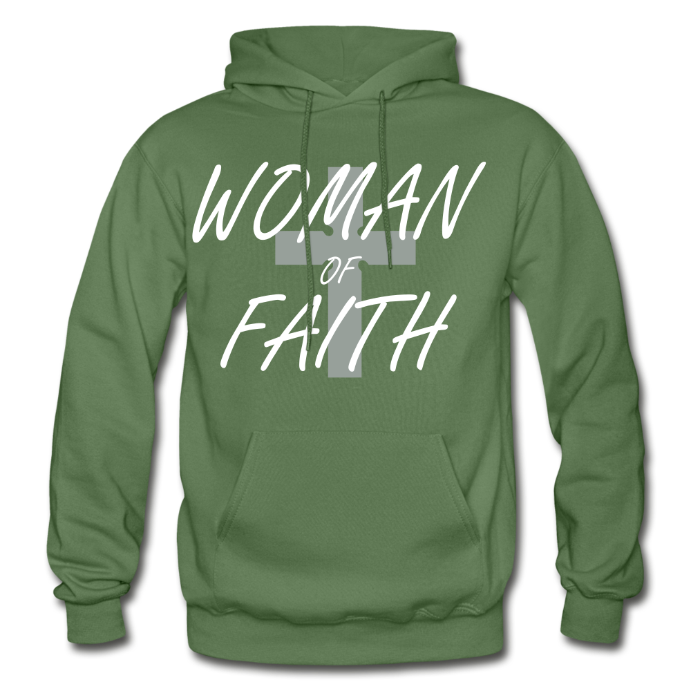 Woman Of Faith Hoodie - military green