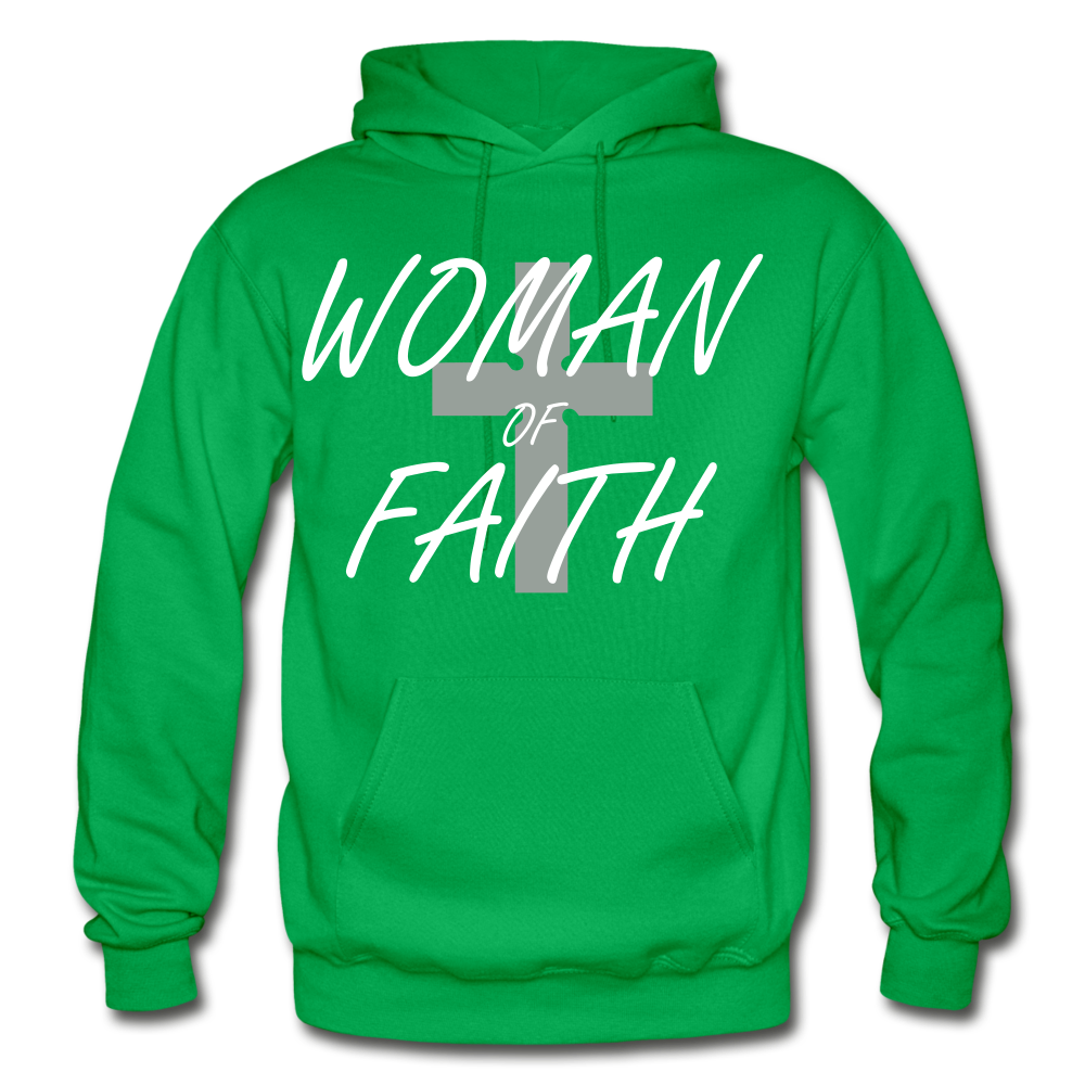 Woman Of Faith Hoodie - kelly green