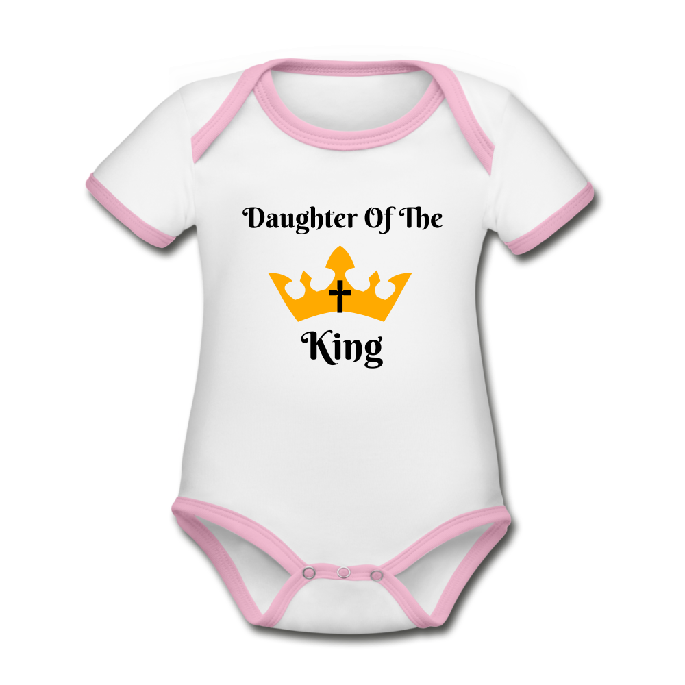 Daughter of  The King Organic Onsie - white/pink