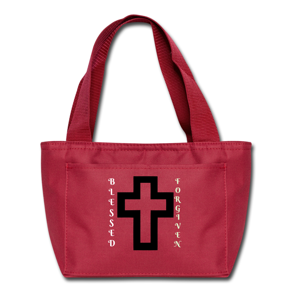 Blessed & Forgiven Lunch Tote - red