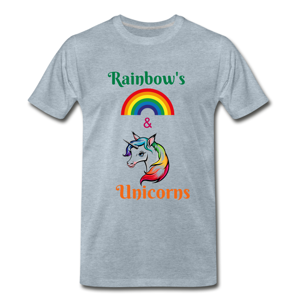 Rainbow's & Unicorns Tee - heather ice blue