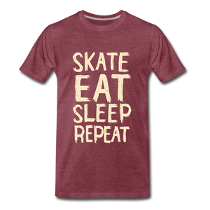 Skate, Eat, Sleep, Repeat - heather burgundy