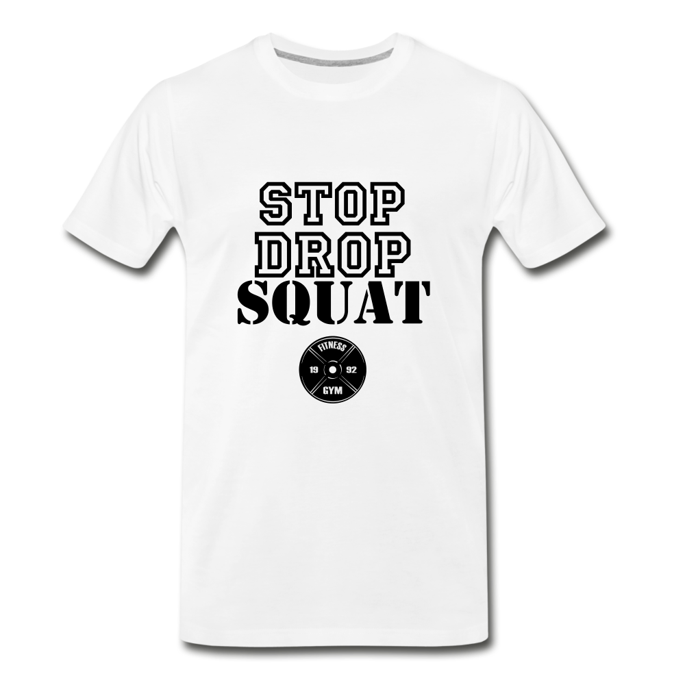 Stop, Drop, Squat - white