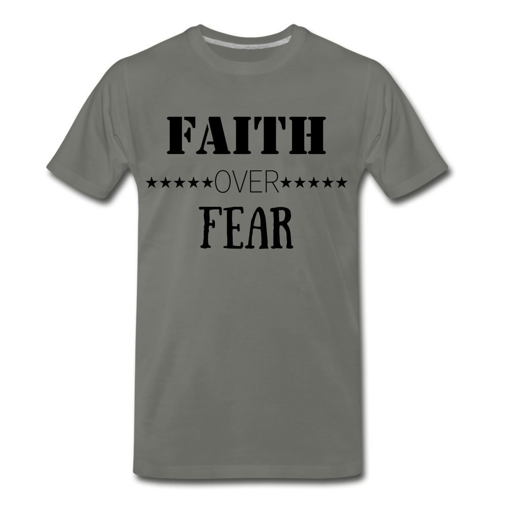 Faith Over Fear Tee. - asphalt gray
