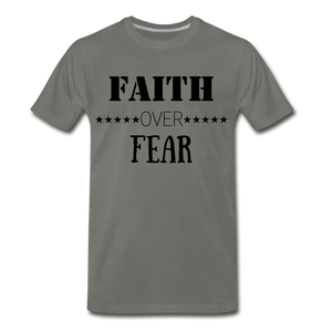 Faith Over Fear Tee. - asphalt gray