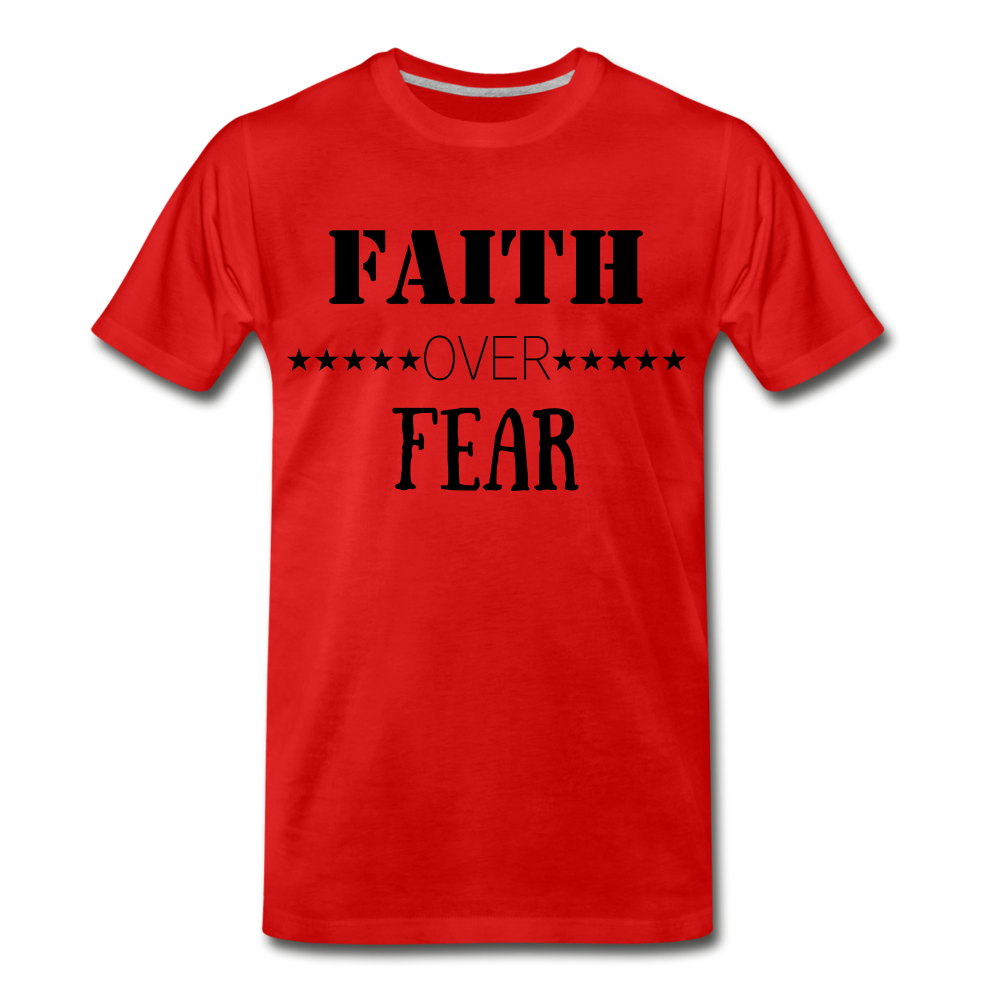 Faith Over Fear Tee. - red