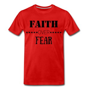 Faith Over Fear Tee. - red