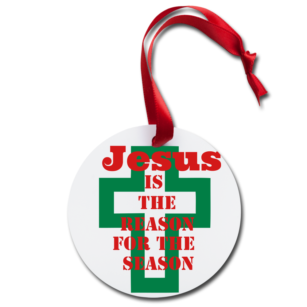 Jesus Is The Reason/ Blizzy Home Holiday Ornament - white