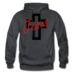 Jesus Cross Hoodie - charcoal gray