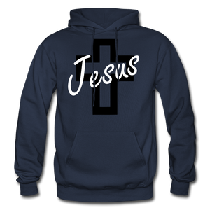 Jesus Cross Hoodie. - navy