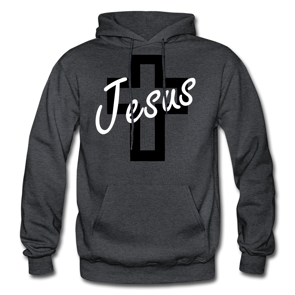 Jesus Cross Hoodie. - charcoal gray