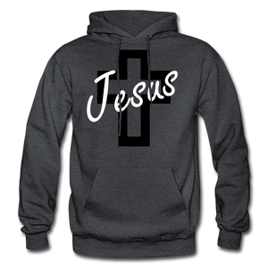 Jesus Cross Hoodie. - charcoal gray