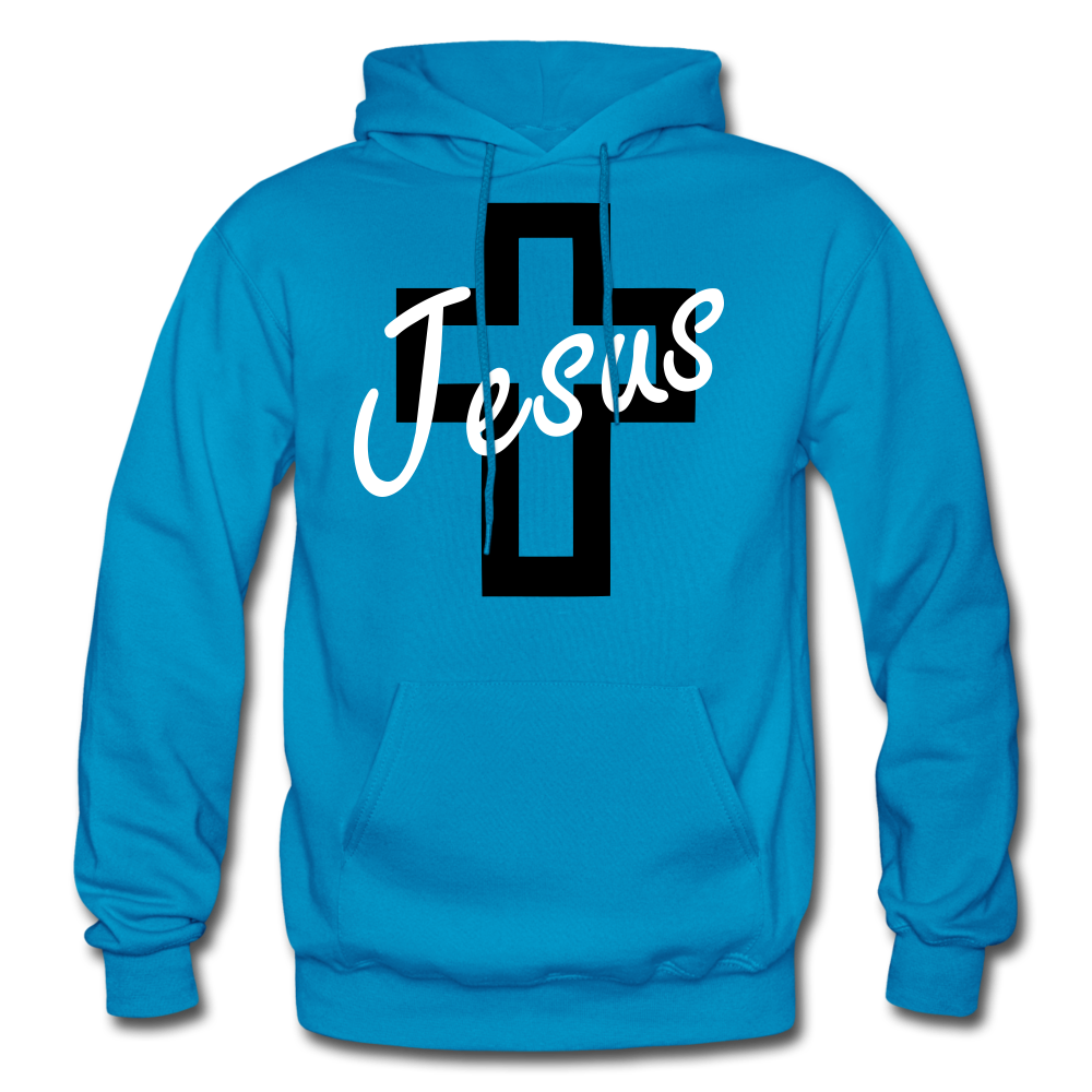 Jesus Cross Hoodie. - turquoise