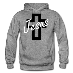 Jesus Cross Hoodie. - graphite heather