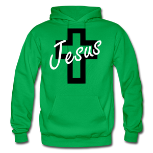 Jesus Cross Hoodie. - kelly green