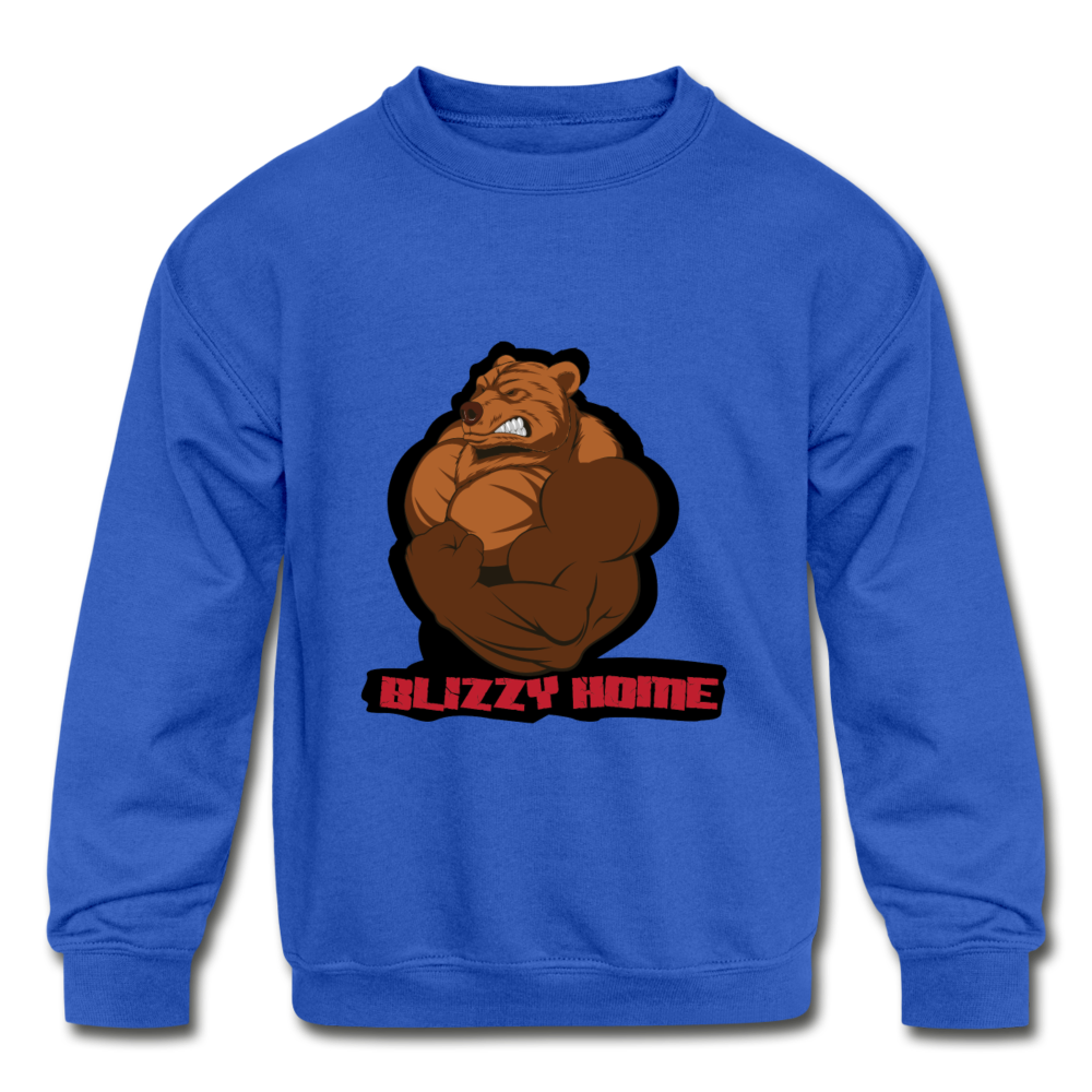 Kid's Blizzy Home Signature Crew Neck Sweatshirt. - royal blue