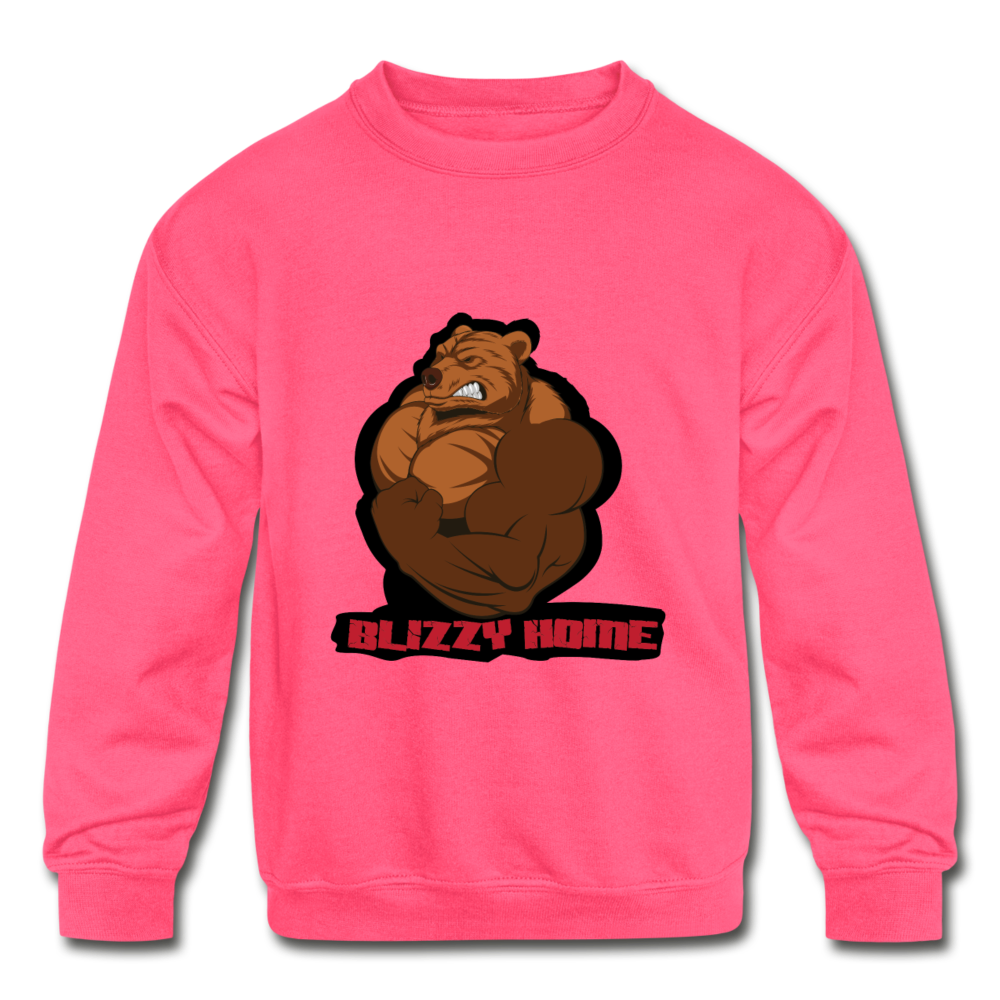 Kid's Blizzy Home Signature Crew Neck Sweatshirt. - neon pink