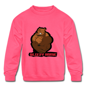 Kid's Blizzy Home Signature Crew Neck Sweatshirt. - neon pink