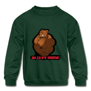 Kid's Blizzy Home Signature Crew Neck Sweatshirt. - forest green