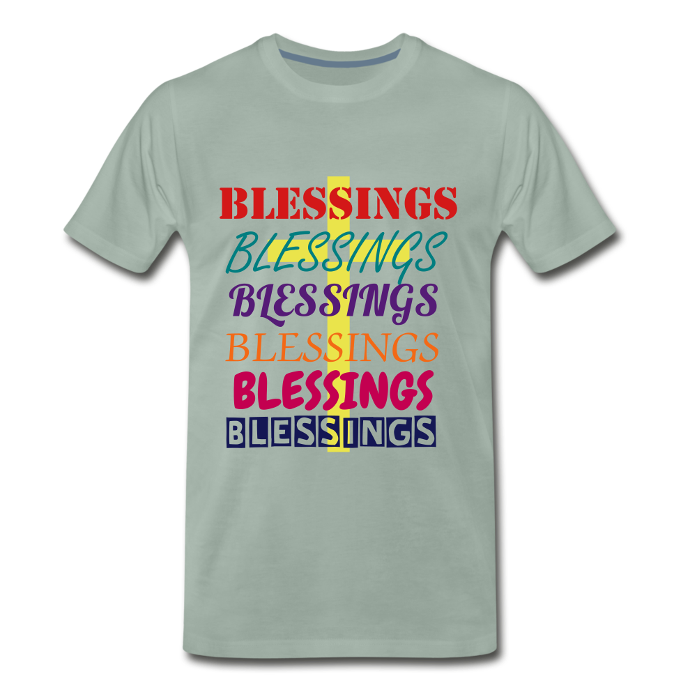 Many Blessings Tee. - steel green