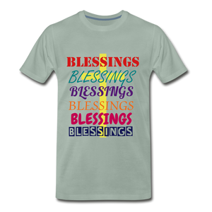 Many Blessings Tee. - steel green