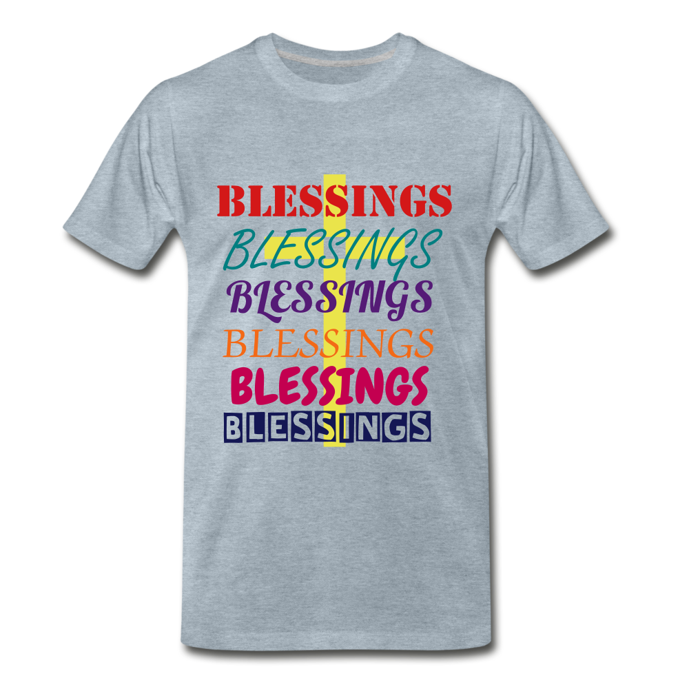 Many Blessings Tee. - heather ice blue