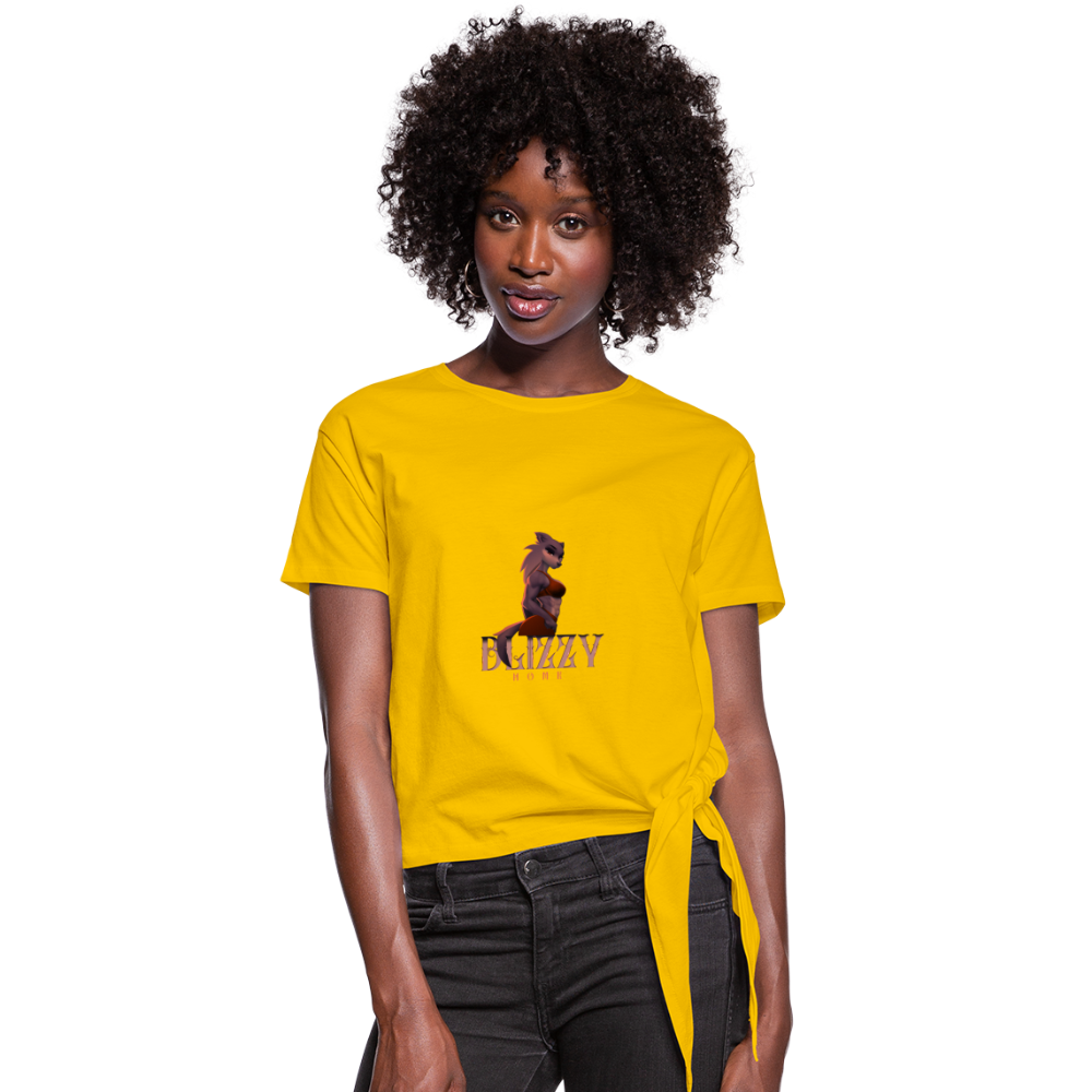 Ladies wolf pack knotted tee - sun yellow
