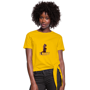 Ladies wolf pack knotted tee - sun yellow