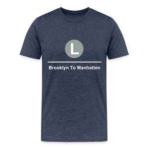 Brooklyn To Manhatten L Train Tee - heather blue