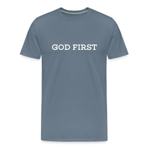 God First Tee. - steel blue